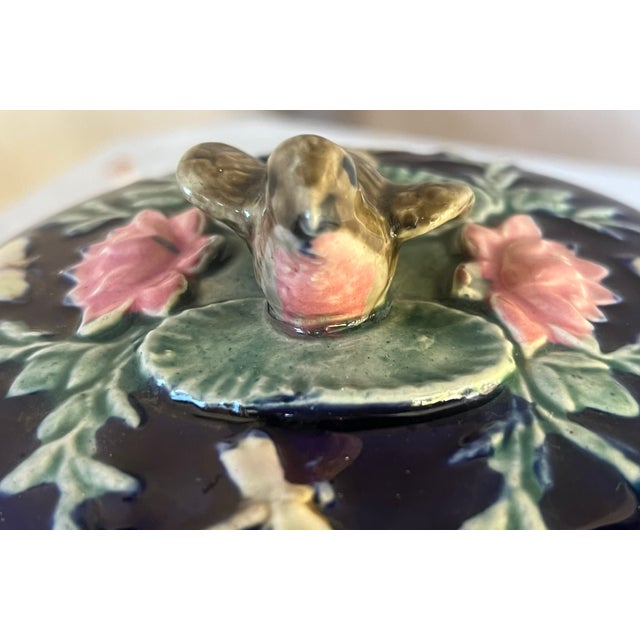 Blue Forester Antique Cobalt Lidded Butter Dish With Bird For Sale - Image 8 of 14
