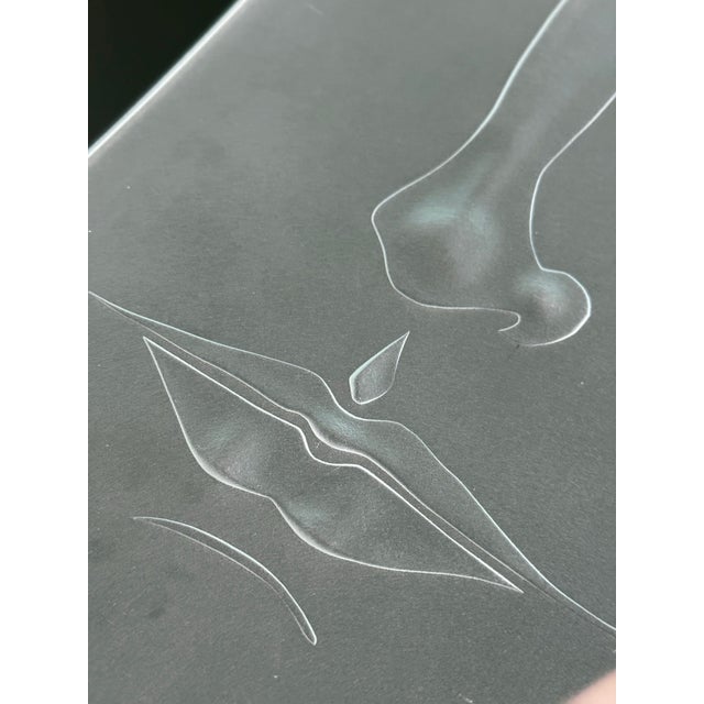 Mid 20th Century Mid 20th Century Cubism Etched Glass Face Trays- Set of 2 For Sale - Image 5 of 10