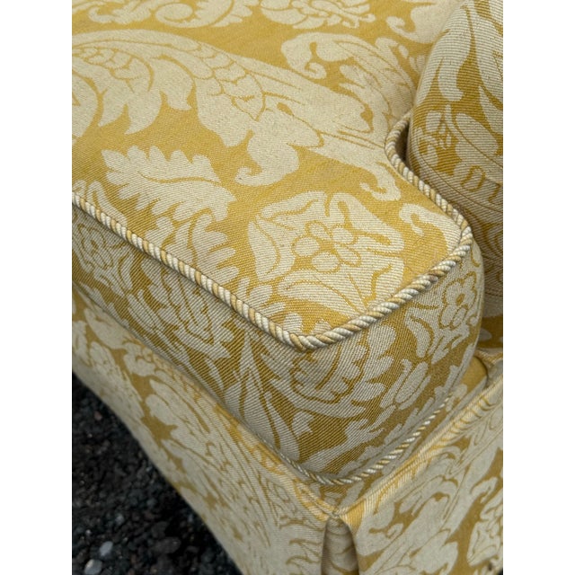 Yellow Southwood Yellow Damask Skirted Club Chair For Sale - Image 8 of 10