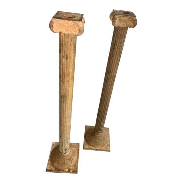 Vintage Roman Candlesticks Columns- a Pair For Sale