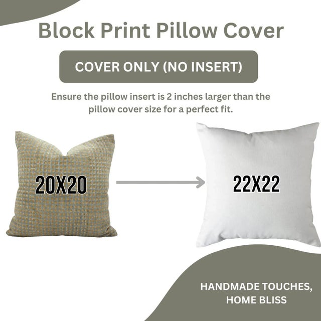 Not Yet Made - Made To Order Handmade Pillow Case Farmhouse Décor, Aesthetic Room & Living Room Block Print Pillow Size- 14x14- Kavita For Sale - Image 5 of 5