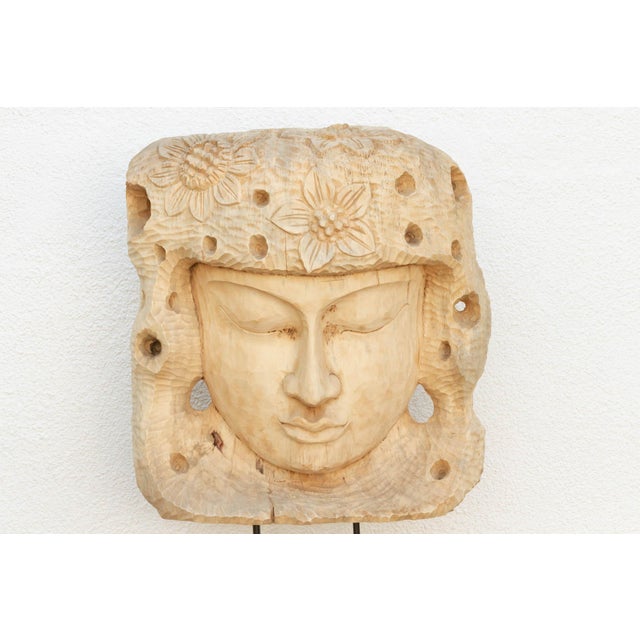 Large Carved Wooden Buddha Statue For Sale - Image 4 of 10