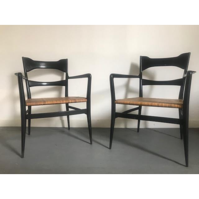 Wood 1960s Vintage Italian Gio Ponti's Manufacturing Company's Chairs- a Pair For Sale - Image 7 of 7