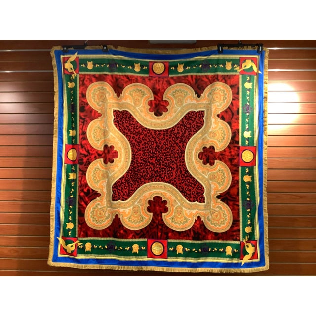 Italian Custom Made Atelier Versace Multi Color Velvet Throw For Sale - Image 3 of 13