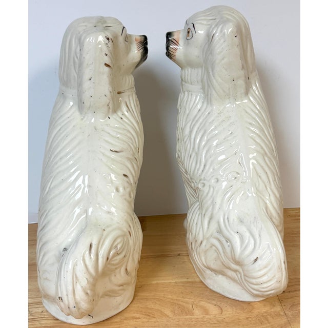 Large 19th C. English Staffordshire Pottery Spaniels, Great Scale & Expressions For Sale - Image 11 of 18