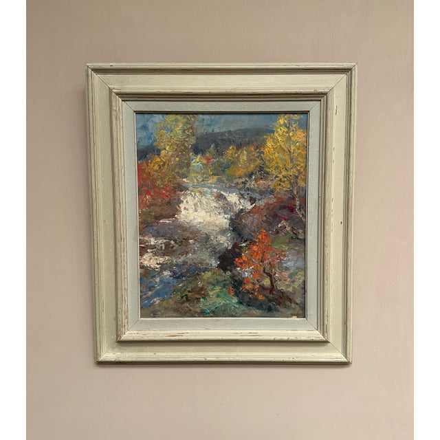 Hundt, Waterfall, 1950s, Oil Painting on Panel, Framed For Sale - Image 4 of 16