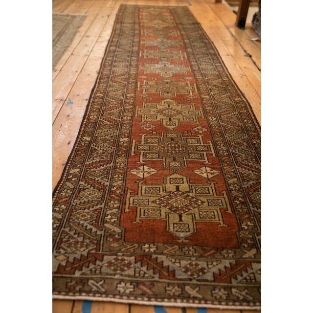 Old New House Vintage Distressed Heriz Rug Runner - 3' x 12'6" For Sale - Image 4 of 11