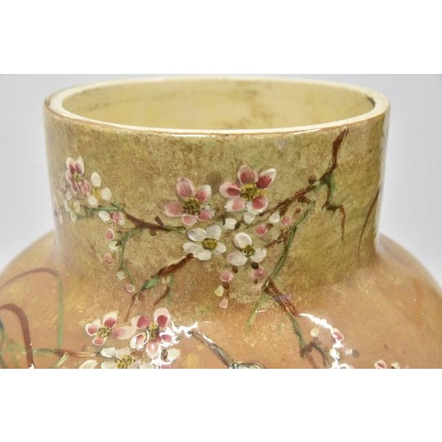 Light Yellow Large English Majolica Aesthetic Floor Vase For Sale - Image 8 of 13
