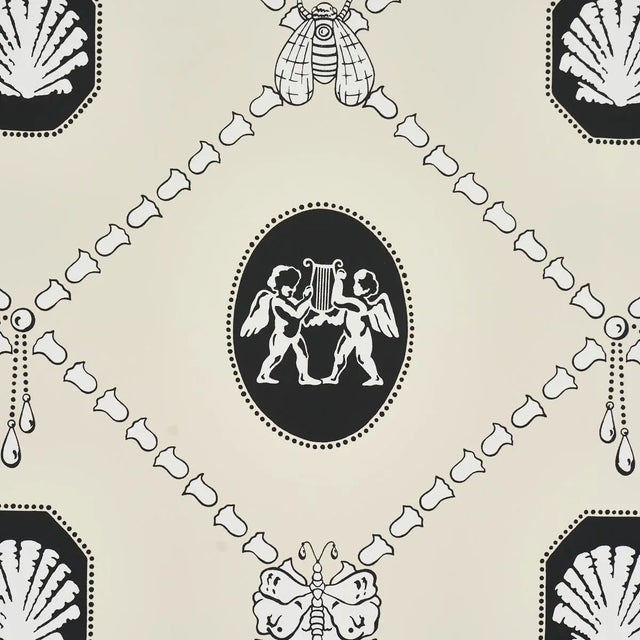 Abstract SAMPLE - Schumacher x Backdrop Edith Wallpaper In Black & Ivory For Sale - Image 3 of 4