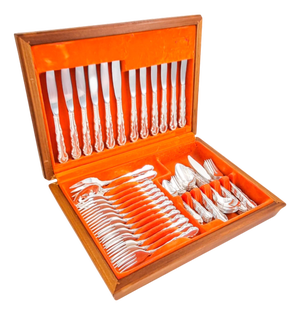 Flirtation Flatware Set with Teak Canteen, 1960s, Set of 62
