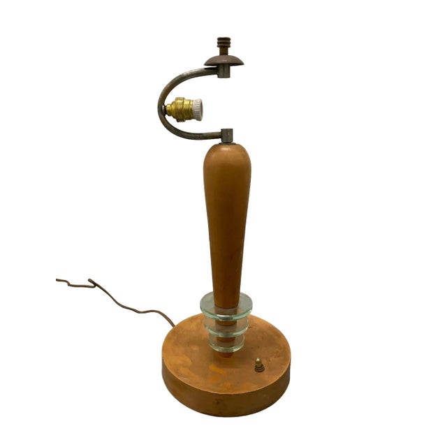 Daniela Puppa and Franco Raggi for Fontana Arte, 1988. Unique and rare table lamp in wood, brass and plexiglass. (No Shade )