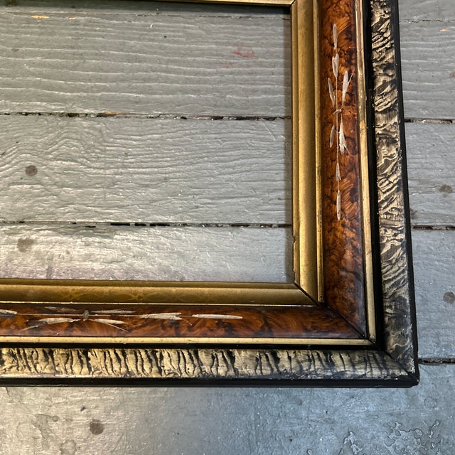 Antique 1880’s Original Aesthetic Movement Gilt and Incised Wood Frame For Sale - Image 4 of 5