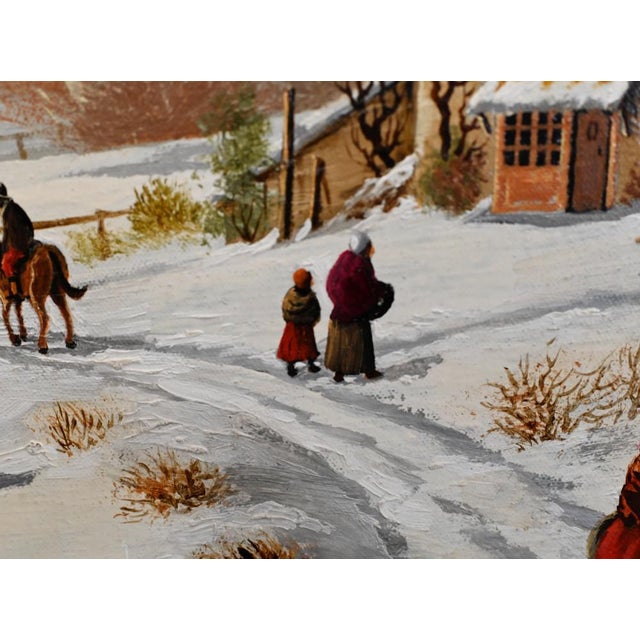 Flemish Artist, Winter Landscape, Oil Painting, Framed For Sale - Image 9 of 12