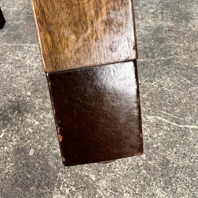 Wood Pair of Two Tiered Leather Wrapped Dunbar Side Tables For Sale - Image 7 of 12