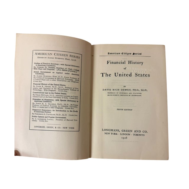 1928 Financial History of the United States Hardcover Book For Sale - Image 9 of 15