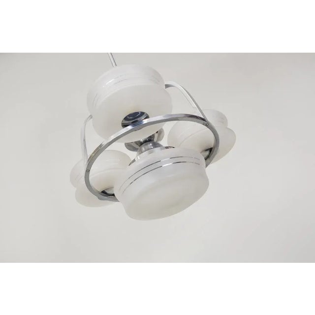 Art Deco Chandelier in Brass & Nickel, Czech, 1920s For Sale - Image 3 of 5