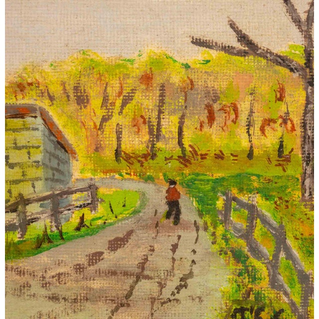 American Naive Landscape Scene Acrylic, 1966 For Sale - Image 4 of 7