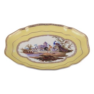 Antique Meissen Tray in Porcelain with Motif of Birds in a Park For Sale
