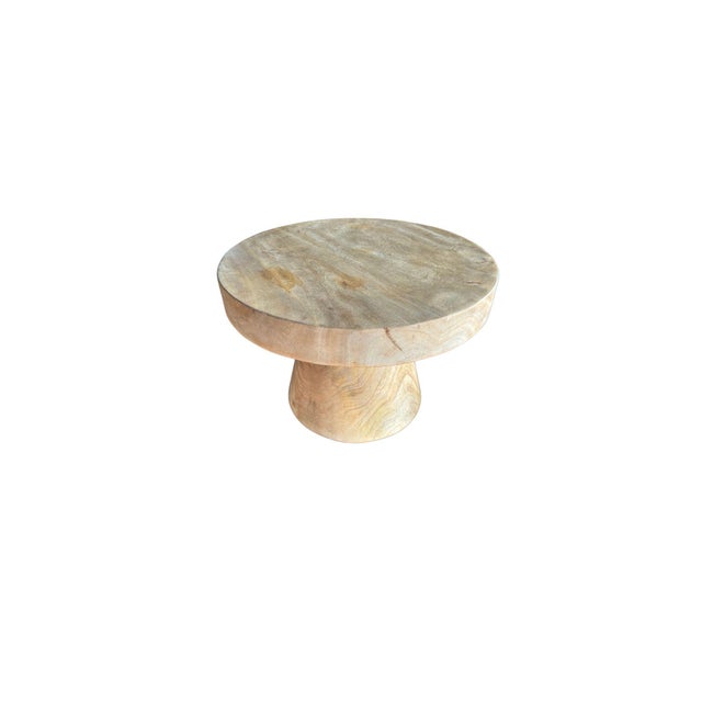 Sculptural Round Table Crafted From Solid Suar Wood, Natural Finish For Sale - Image 6 of 7