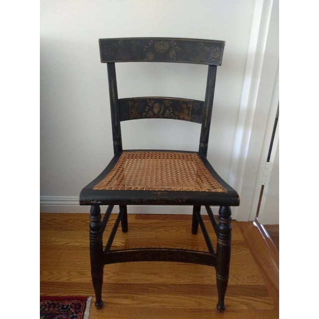 Mid 19th Century Antique Hitchcock Style Handpainted Black And Gold Cane Seat Chairs A Pair Chairish