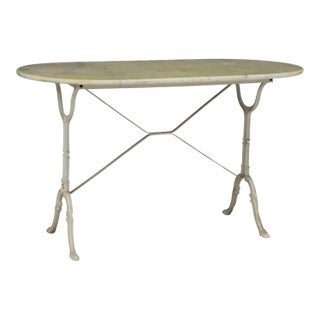 Mid 20th Century French Marble-Top Cast Iron Bistro Table For Sale