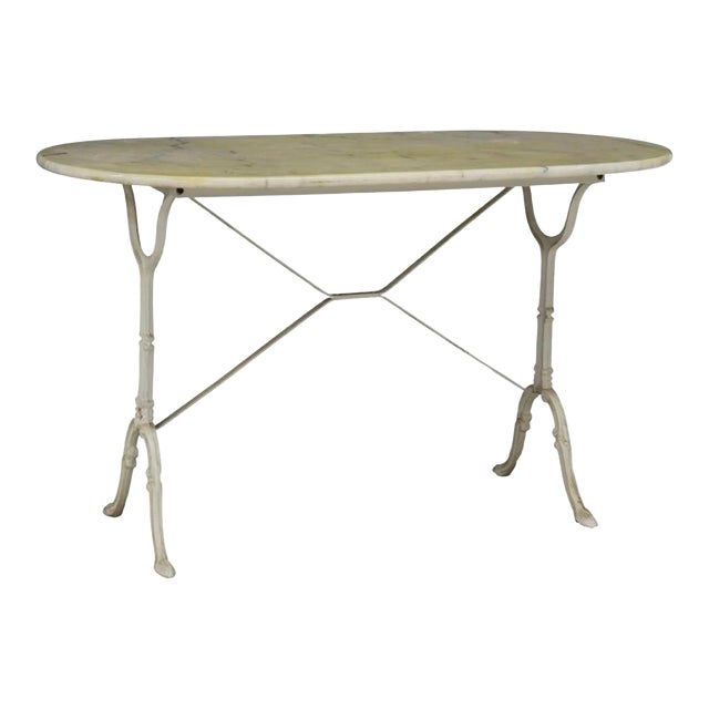 Mid 20th Century French Marble-Top Cast Iron Bistro Table For Sale