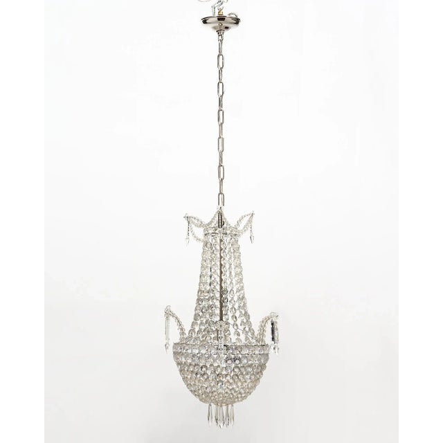 1920s French Antique Crystal “Basket” Chandelier by Baccarat For Sale - Image 5 of 10