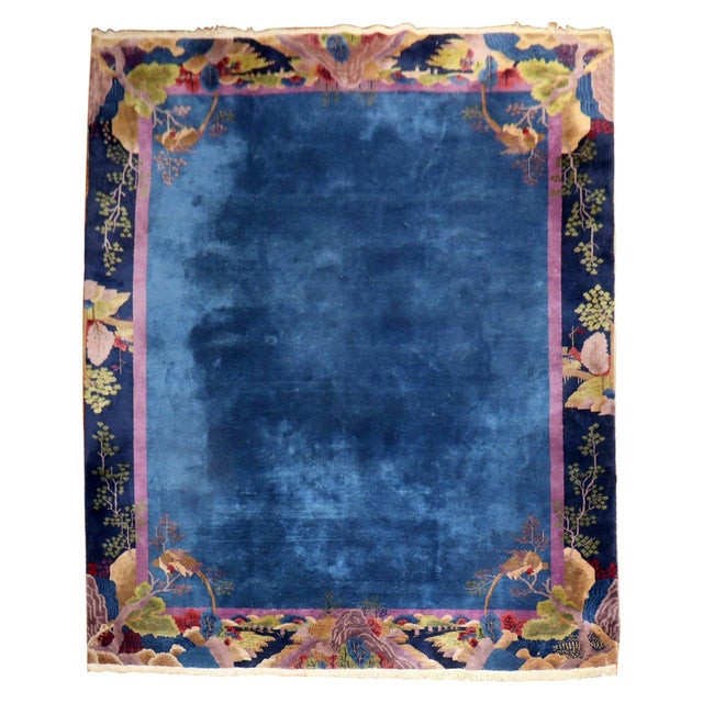 Zabihi Collection Blue Chinese Art Deco Rug For Sale - Image 15 of 18