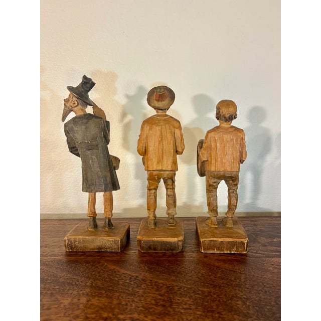 Vintage German Folk Art Hand Carved Wood Musician Sculptures - Set of 6 For Sale In Miami - Image 6 of 6