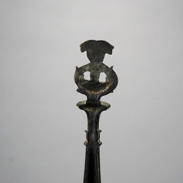 Metal Antique French Second Empire Figural Bronze Andirons With Dolphin Finials 19thC For Sale - Image 7 of 13