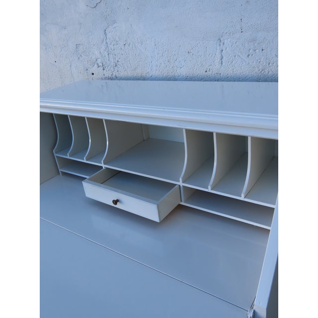 Painted White Serpentine Secretary Desk 6331 For Sale - Image 9 of 16