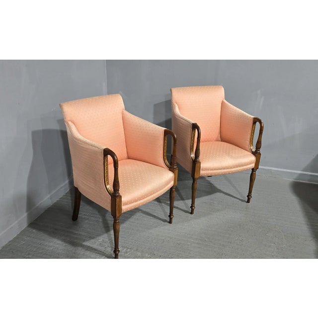 1920s Vintage Mahogany Inlaid Armchairs, 1920, Set of 2 For Sale - Image 5 of 12