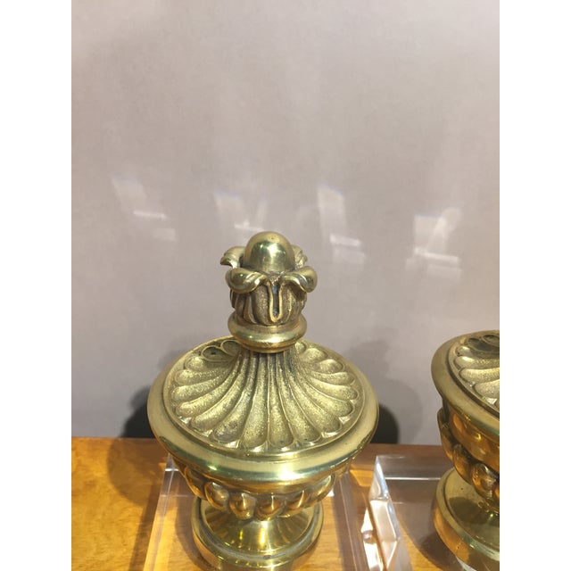Brass Newel Post Finials On Lucite Bases A Pair Chairish