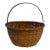 Large Antique American Split Hickory Gathering Basket With Bentwood Handle For Sale