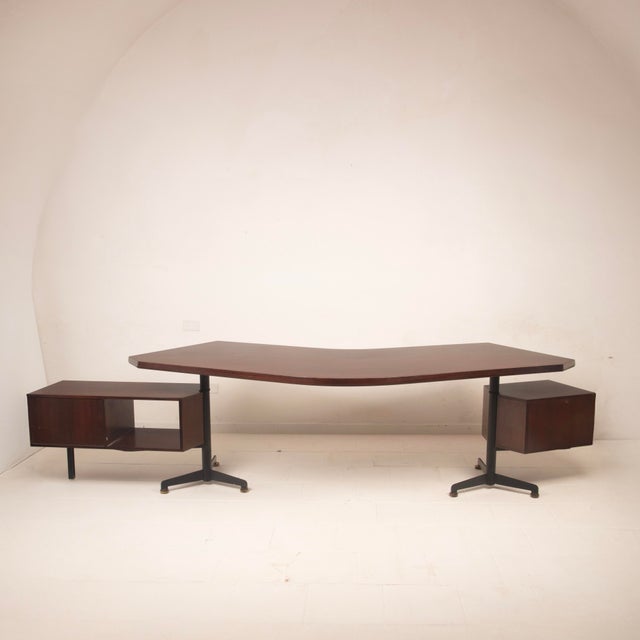 First Edition T96 Rosewood Boomerang Desk by Osvaldo Borsani for Tecno, 1950 For Sale - Image 14 of 18
