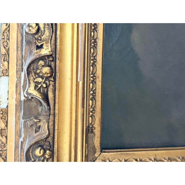 Large Antique Early 19th Century Oil Painting Portrait of Girl With Her Dog in Giltwood Frame For Sale In New York - Image 6 of 6