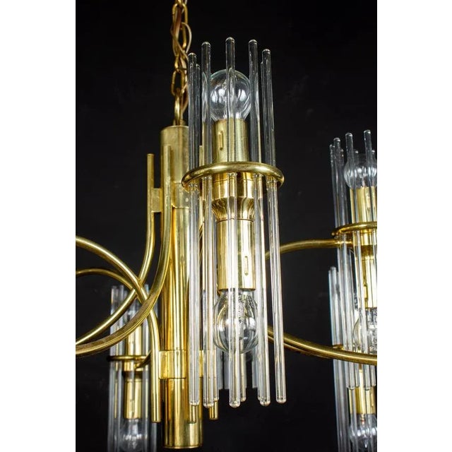 Crystal Rod and Brass Chandelier or Lantern by Gaetano Sciolari, 1960s For Sale - Image 9 of 16