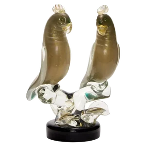 Glass Parrots Sculpture by Alfredo Barbini, 1950