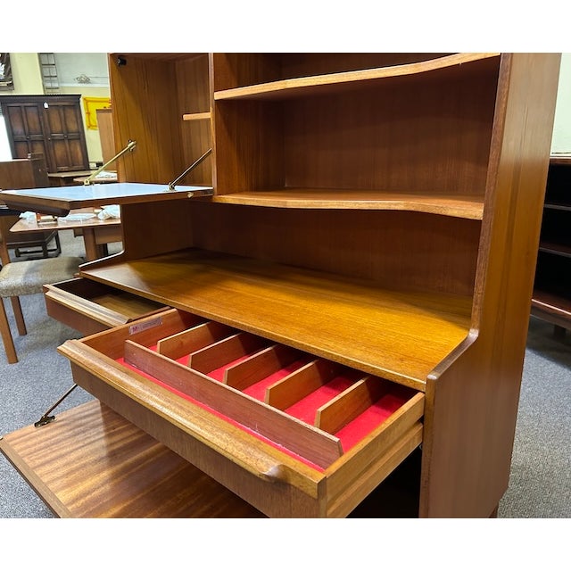 Mid Century Modern Teak Midboard w/ Drop Front Mini-Bar by McIntosh c.1960 Quality Built - UK Import - Small Footprint -...