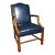 Chippendale Style Mahogany Royal Blue Leather Lounge Chair For Sale
