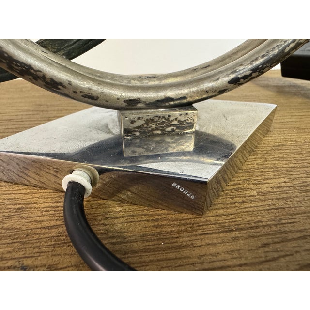 Metal Fish Motif Table Lamp in Bronze, 1930s For Sale - Image 7 of 12