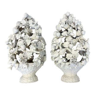 Vintage Italian Majolica Floral Wall Decor Signed 'L'Artigiana Bassano'- A Pair For Sale