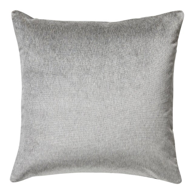 The House of Scalamandré Bay Velvet Outdoor Pillow, Smoke For Sale