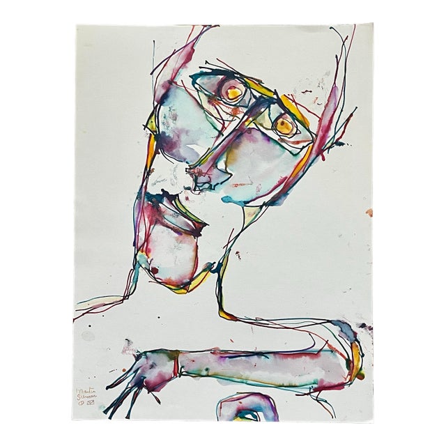 Original Martin Sumers Abstract Expressionist Watercolor Painting For Sale