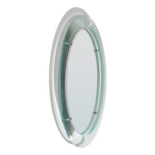 Wall Mirror with Curved Glass Frame by Metalvetro, 1970s For Sale