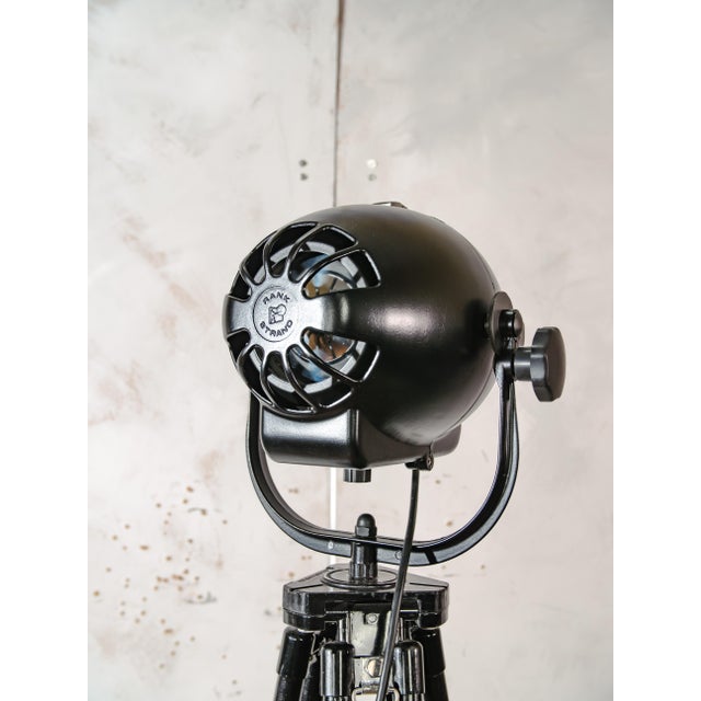 Satin Black Rank Strand Patt 123 Theater Spotlight Floor Lamp with Black Wooden Tripod, 1960s For Sale - Image 10 of 18