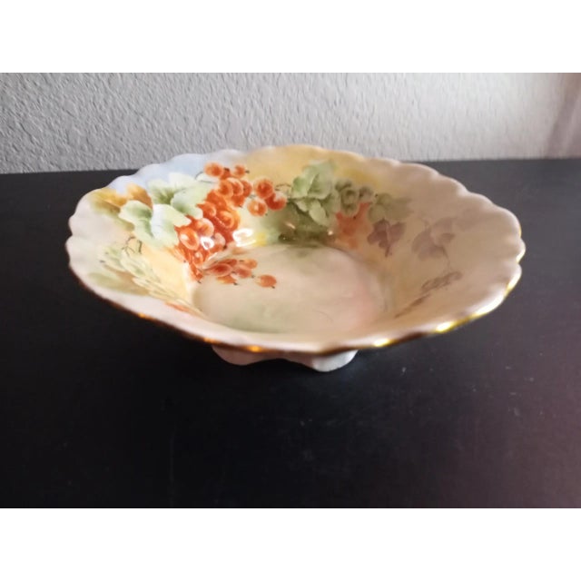 Beige Vintage Versailles Germany Handpainted Porcelain Ruffled Bowl For Sale - Image 8 of 8