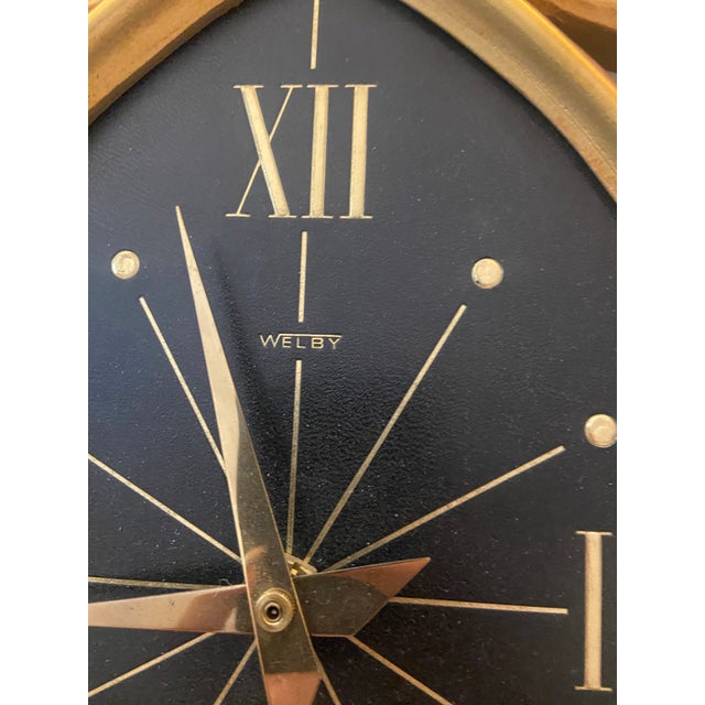 Hollywood Regency Vintage Welby Giltwood Wall Clock, Mid-Century Hollywood Regency For Sale - Image 3 of 3