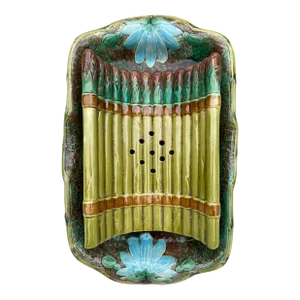 19th Century English Majolica Asparagus Platter Joseph Holdcroft