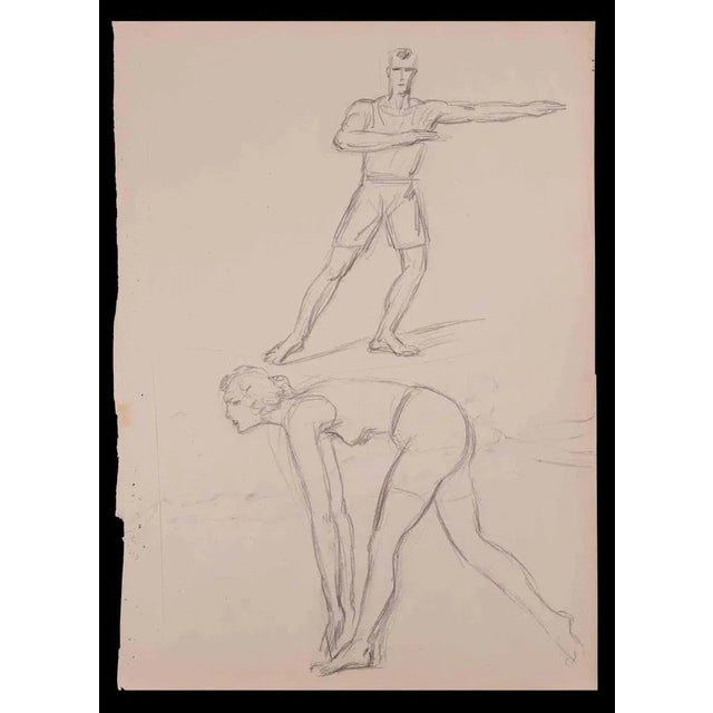 Warm-up is an original drawing in pencil, on creamy-colored paper realized by Norbert Meyre in the early 20th Century....